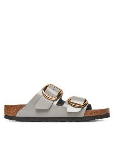 Birkenstock Klapki Arizona Big Buckle Hex 1029391 Szary. Szare klapki Birkenstock, bez wzorów, ze skóry, bez obcasa. Za 479,99 zł.