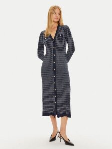 Tommy Hilfiger Sukienka dzianinowa WW0WW43083 Granatowy Regular Fit. Niebieskie sukienki TOMMY HILFIGER, xs, bez wzorów, z dzianiny, bez kołnierzyka, bez ramiączek. Za 669,99 zł.