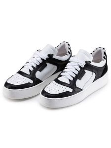Anna Morellini Skórzane sneakersy "Velana" w kolorze biało-czarnym rozmiar: 39. Białe trampki Anna Morellini, bez wzorów, bez zapięcia. Za 312,58 zł.