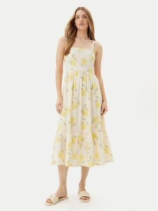 ONLY Sukienka letnia Eve 15350884 Beżowy Regular Fit. Brązowe kombinezony ONLY, na lato, m, bez wzorów, z wiskozy, bez kołnierzyka, bez ramiączek. Za 129,99 zł.