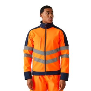 Kurtka Softshellowa Unisex Dla Dorosłych HiVis Odblaskowy Materiał. Brązowe kurtki Regatta, xl, bez wzorów, z materiału, bez kaptura. Za 245,99 zł.