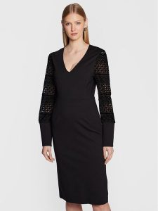 TWINSET Sukienka koktajlowa 222TT2180 Czarny Slim Fit. Czarne sukienki Twinset, bez wzorów, z syntetyku, wizytowe, bez kołnierzyka, bez ramiączek. Za 689,99 zł.
