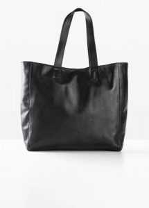 Torebka skórzana typu shopper XXL. Czarne shopper bag bonprix, bez wzorów, bez dodatków. Za 279,99 zł.