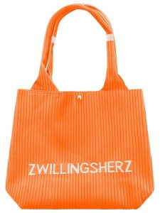 Zwillingsherz Shopper bag "Zwillingsherz" w kolorze pomarańczowym - 40 x 30 cm rozmiar: onesize. Pomarańczowe shopper bag Zwillingsherz, bez wzorów, z materiału, na ramię, bez dodatków. Za 104,89 zł.