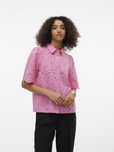 Vero Moda Koszula "Hay" w kolorze różowym rozmiar: M. Różowe koszule Vero Moda, m, bez wzorów, z bawełny, bez kołnierzyka, bez ramiączek. Za 74,63 zł.