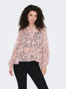 ONLY Bluzka Aida 15283695 Różowy Loose Fit. Czerwone bluzki ONLY, s, bez wzorów, z syntetyku, bez kołnierzyka, bez ramiączek. Za 69,99 zł.