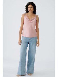 Oui Top w kolorze jasnoróżowym rozmiar: 42. Różowe topy Oui, bez wzorów, bez kołnierzyka, bez ramiączek. Za 86,99 zł.