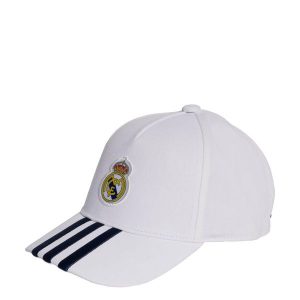 Czapka Real Madryt. Białe czapki ADIDAS, bez wzorów, sportowe. Za 89,95 zł.