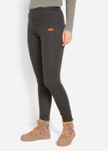 Legginsy na podszewce z polaru baranka. Szare legginsy bonprix, bez wzorów, z polaru. Za 99,99 zł.