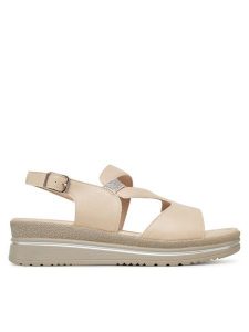 Clara Barson Sandały WS2506-04 Beżowy. Brązowe sandały Clara Barson, bez wzorów, z materiału, bez obcasa, na koturnie, bez zapięcia. Za 119,99 zł.
