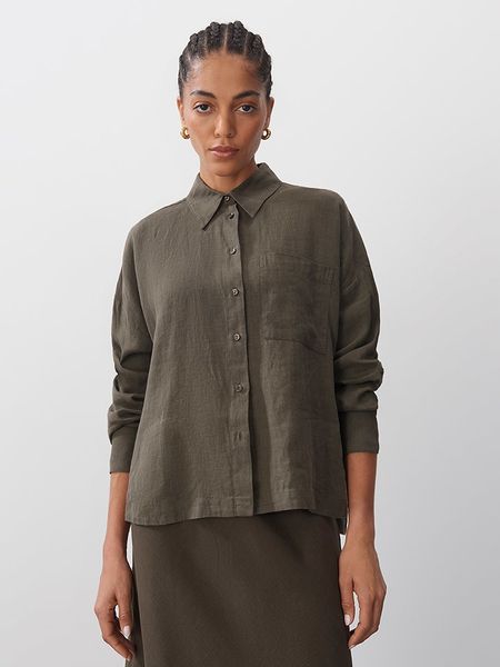 Someday Lniana koszula w kolorze khaki rozmiar: M. Brązowe koszule someday., m, bez wzorów, ze lnu, bez kołnierzyka, bez ramiączek. Za 200,60 zł.