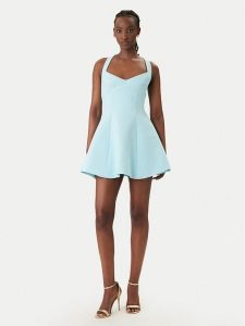 Bardot Sukienka koktajlowa Deserae Halter Neck 60380DB Błękitny Regular Fit. Niebieskie sukienki Bardot, bez wzorów, z syntetyku, wizytowe, bez kołnierzyka, bez ramiączek. Za 699,99 zł.