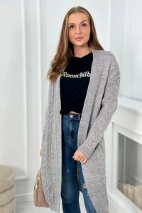 Sweter Kardigan splot warkocz szary. Szare kardigany KESI, z wełny. Za 178,78 zł.