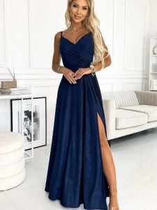 Sukienka Model Chiara 299-10 Navy Brokat - Numoco. Niebieskie sukienki NUMOCO, na co dzień, l, z aplikacjami, z elastanu, eleganckie, bez kołnierzyka, plus size, bez ramiączek, maxi, proste. Za 468,08 zł.