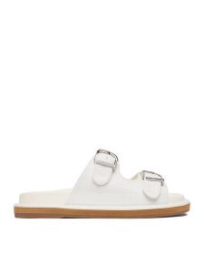 Guess Jeans Klapki EO-R26SS03458 Biały. Białe klapki Guess Jeans, z aplikacjami, z jeansu, bez obcasa. Za 249,99 zł.