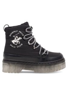 Beverly Hills Polo Club Botki WS12888-01 Czarny. Czarne botki Beverly Hills Polo Club, bez wzorów, z materiału, bez obcasa, na płaskiej podeszwie, bez zapięcia. Za 149,99 zł.