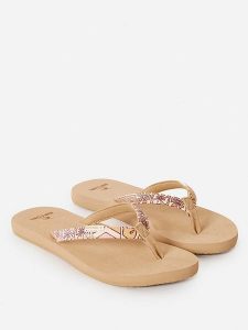 Rip Curl Japonki w kolorze beżowym rozmiar: 38. Brązowe klapki Rip Curl, bez wzorów, z otwartym noskiem, bez obcasa. Za 57,06 zł.