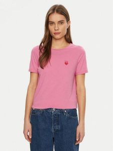 JDY T-Shirt Kitty 15318845 Różowy Regular Fit. Czerwone t-shirty JDY, s, bez wzorów, z bawełny, bez kołnierzyka, bez ramiączek. Za 69,99 zł.