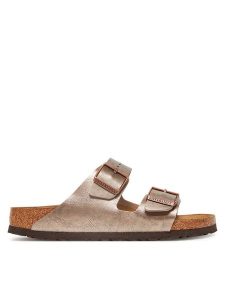 Birkenstock Klapki Arizona 1029439 Brązowy. Brązowe klapki Birkenstock, bez wzorów, ze skóry, bez obcasa. Za 449,99 zł.