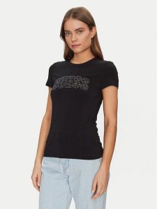 Guess T-Shirt W5GI04 J1314 Czarny Slim Fit. Czarne t-shirty Guess, m, z aplikacjami, z bawełny, bez kołnierzyka, bez ramiączek. Za 99,99 zł.