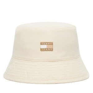 Kapelusz Tommy Jeans. Brązowe kapelusze Tommy Jeans, bez wzorów, z jeansu. Za 159,99 zł.