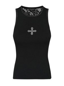 Vive Maria Top "Holy Summer" w kolorze czarnym rozmiar: XL. Czarne topy Vive Maria, xl, bez wzorów, z bawełny, bez kołnierzyka, bez ramiączek. Za 100,99 zł.