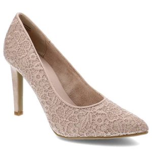 Różowe Czółenka Marco Tozzi Eleganckie Buty Na Obcasie. Czerwone czółenka Marco Tozzi, z aplikacjami, z koronki, bez obcasa, na obcasie, bez zapięcia. Za 199,00 zł.