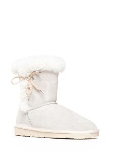 NICEBAY Skórzane botki zimowe "Blissa" w kolorze białym rozmiar: 41. Białe botki NICEBAY, na zimę, bez wzorów, z materiału, bez obcasa, bez zapięcia. Za 239,99 zł.
