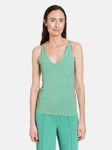 Gerry Weber Top w kolorze zielonym rozmiar: 44. Zielone topy Gerry Weber, bez wzorów, bez kołnierzyka, bez ramiączek. Za 52,67 zł.