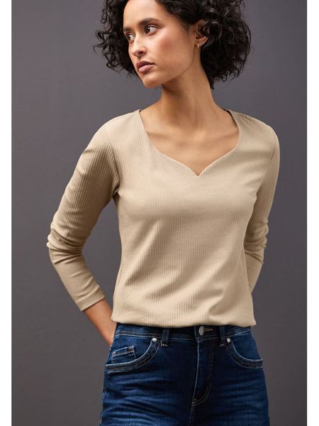 Street One Koszulka w kolorze beżowym rozmiar: 44. Brązowe bluzki Street One, bez wzorów, street, bez kołnierzyka, bez ramiączek. Za 74,11 zł.