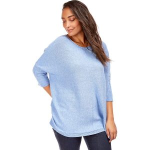 Sweter w kolorze błękitnym. Niebieskie swetry oversize marki Cashmere Curve, z kaszmiru, z okrągłym kołnierzem. W wyprzedaży za 151,95 zł.