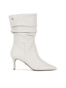 Nine West Botki WFA2786-1 Biały. Białe botki Nine West, bez wzorów, ze skóry, bez obcasa, na szpilce, bez zapięcia. Za 299,99 zł.