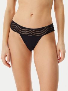 BOSS Stringi 50535129 Czarny. Czarne stringi Boss, bez wzorów, z syntetyku. Za 79,99 zł.