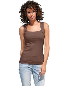 Heine Top w kolorze ciemnobrązowym rozmiar: 46. Brązowe topy Heine, bez wzorów, z bawełny, bez kołnierzyka, bez ramiączek. Za 43,99 zł.