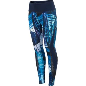 Legginsy treningowe damskie SPDF102z - allover granatowy. Legginsy marki 4f. W wyprzedaży za 79,99 zł.