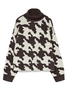 Vero Moda Golf w kolorze kremowo-ciemnobrązowym rozmiar: S. Brązowe swetry oversize Vero Moda, s, bez wzorów, z materiału, bez ramiączek. Za 126,99 zł.