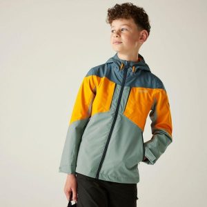 Kurtka turystyczna przeciwdeszczowa Highton. Szare kurtki Regatta, s, bez wzorów, z tkaniny, bez kaptura. W wyprzedaży za 89,99 zł.