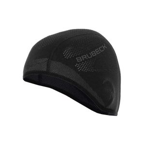 Czapka treningowa pod kask unisex Brubeck. Czarne czapki Brubeck, bez wzorów, z elastanu, sportowe. Za 42,49 zł.