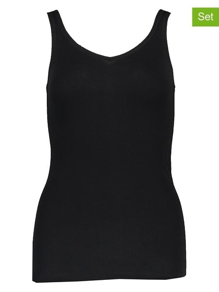 PETITE FLEUR Topy (3 szt.) w kolorze czarnym rozmiar: 34. Czarne topy PETITE FLEUR, bez wzorów, z bawełny, bez kołnierzyka, bez ramiączek. Za 29,95 zł.