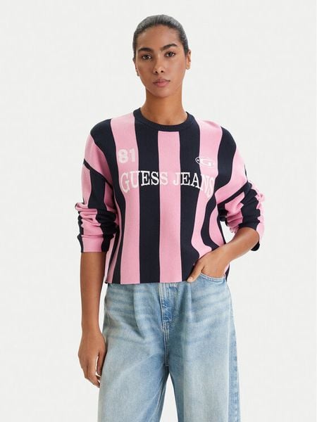 Guess Jeans Sweter W6RR17 Z3FC2 Kolorowy Regular Fit. Swetry klasyczne Guess Jeans, s, z jeansu, bez kołnierzyka. Za 252,99 zł.
