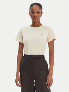 Guess Jeans T-Shirt W4YI10 J1314 Beżowy Regular Fit. Brązowe t-shirty Guess Jeans, xxl, z aplikacjami, z bawełny, bez kołnierzyka, bez ramiączek. Za 129,99 zł.