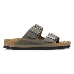 Klapki damskie Birkenstock Arizona LEOI Faded Khaki. Zielone klapki Birkenstock, bez wzorów, bez obcasa. Za 429,99 zł.
