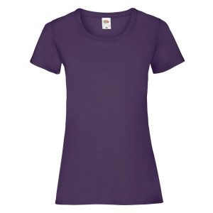 Koszulka Damska Valueweight Heather T-shirt. Fioletowe bluzki FRUIT OF THE LOOM, m, bez wzorów, sportowe, bez kołnierzyka, bez ramiączek. Za 30,99 zł.