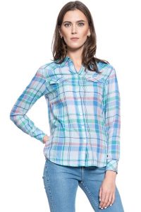 DAMSKA KOSZULA WRANGLER WESTERN CHECK SHIRT CASHMERE BLUE W5N1OBX2B 112130258. Niebieskie koszule Wrangler, s, bez wzorów, bez kołnierzyka, bez ramiączek. Za 129,99 zł.