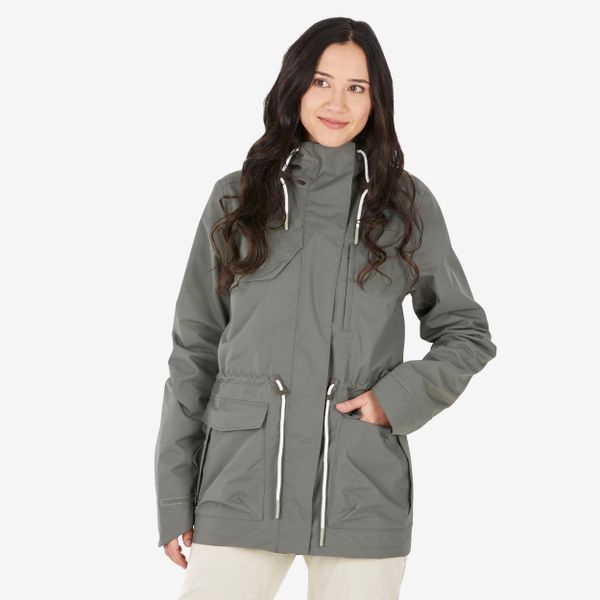 Parka turystyczna damska Quechua NH500 wodoodporna. Brązowe kurtki QUECHUA, m, bez wzorów, z materiału, bez kaptura. Za 229,99 zł.