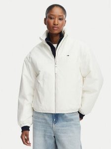 Tommy Jeans Kurtka przejściowa DW0DW22908 Biały Regular Fit. Białe kurtki Tommy Jeans, xs, bez wzorów, z jeansu, bez kaptura. Za 525,99 zł.