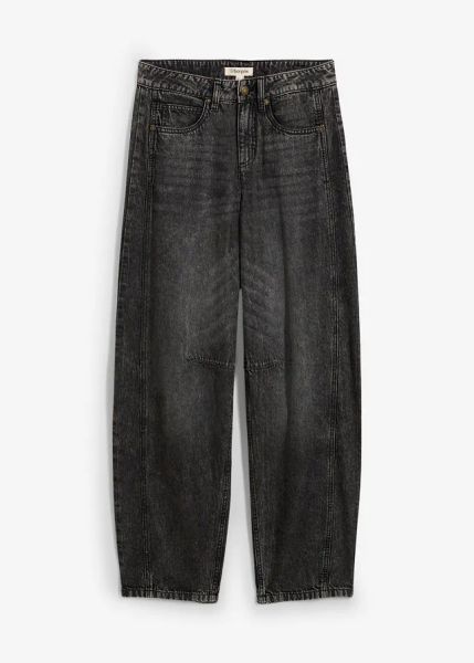 Jeansy o kroju balloon, mid waist, z bardzo miękkiego materiału. Szare jeansy bonprix, bez wzorów, z jeansu. Za 149,99 zł.