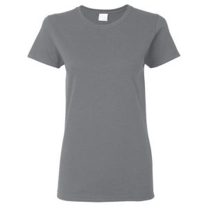 Damska Koszulka T-shirt Krótki Rękaw Top. Szare topy GILDAN, xl, bez wzorów, sportowe, bez kołnierzyka, bez ramiączek. Za 29,99 zł.
