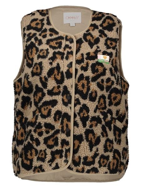 ONLY Pluszowa kamizelka w kolorze jasnobrązowo-czarnym rozmiar: M. Brązowe kamizelki ONLY, m, bez wzorów, bez kołnierzyka, bez ramiączek, bez kaptura. Za 113,10 zł.