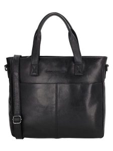 HIDE & STITCHES Skórzana torebka "Porto" w kolorze czarnym - 33,5 x 28 x 9 cm rozmiar: onesize. Czarne torebki klasyczne HIDE & STITCHES, bez wzorów, z materiału, przez ramię, bez dodatków. Za 282,99 zł.